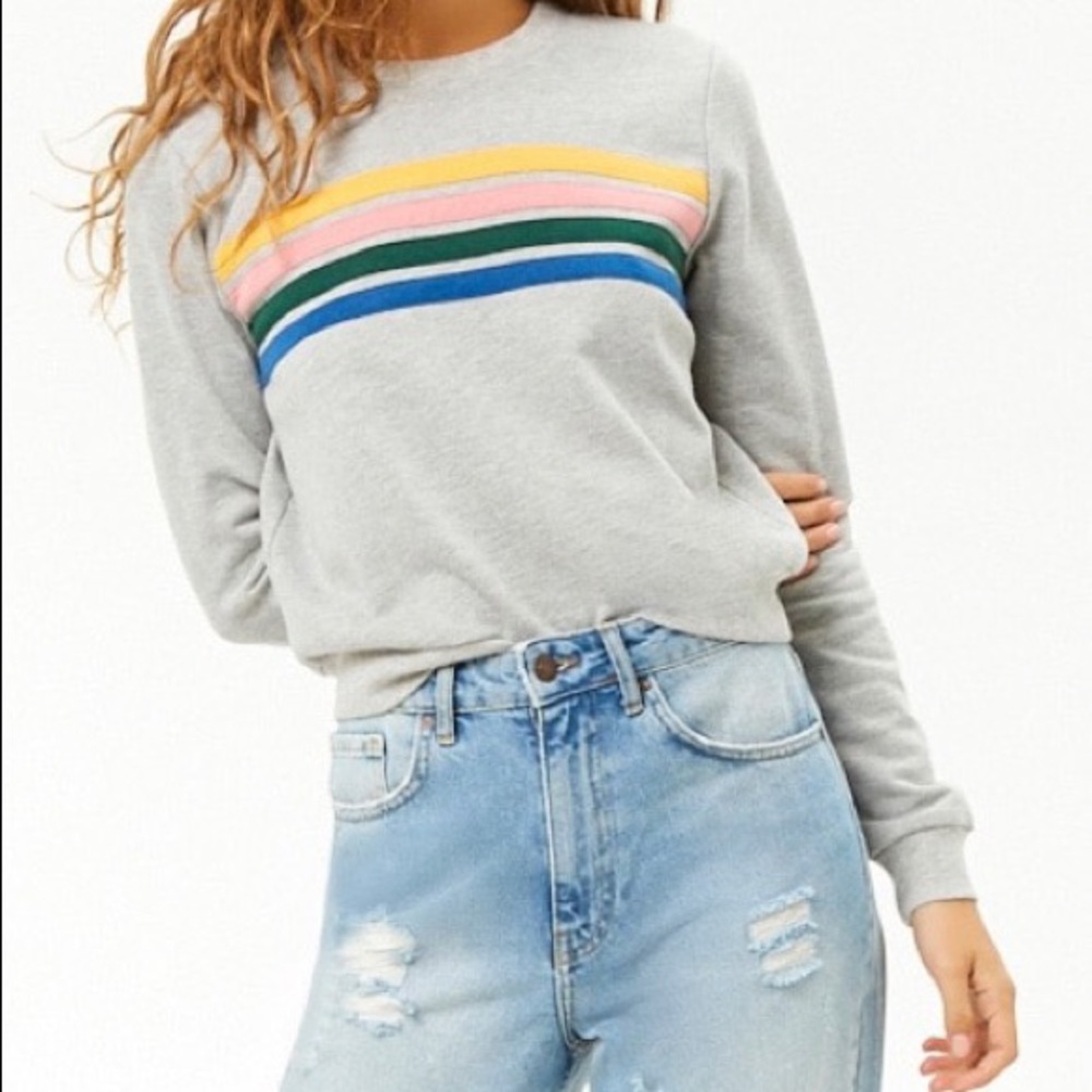 Forever 21 French Terry Striped Sweatshirt